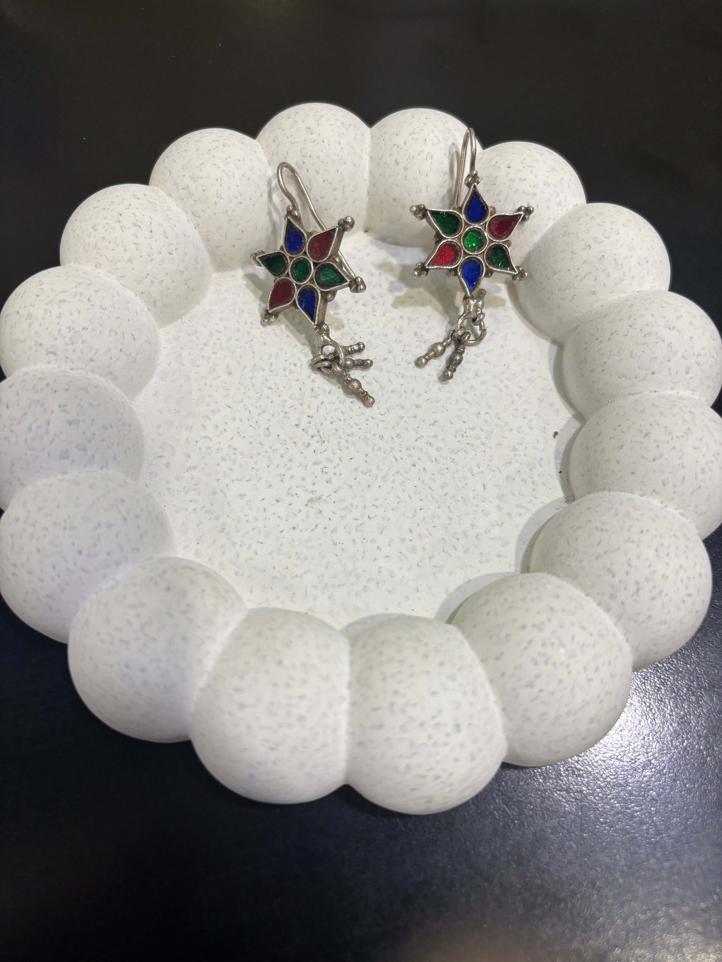 Sadabahaar Jewelry Authentic Pure Silver Floral Earrings with Rainbow Hand Cut Glass and Long Ghungroo Danglers for Women - decorative view