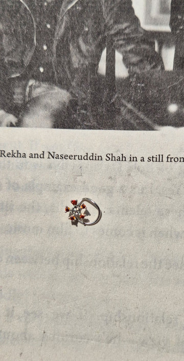 Maskhara Nose-Pin in pure silver with handcrafted detailing