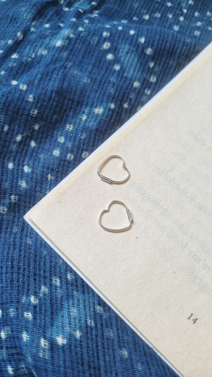 Masoom Heart Hoops in pure silver with handcrafted detailing