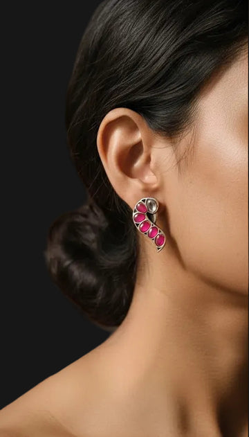 Maya Studs in pure silver with handcrafted detailing