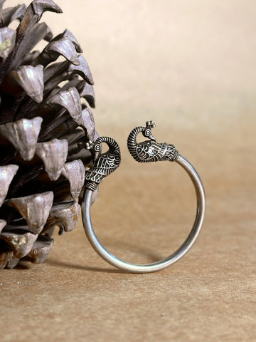 Mayurmukhi Kada in pure silver with handcrafted detailing