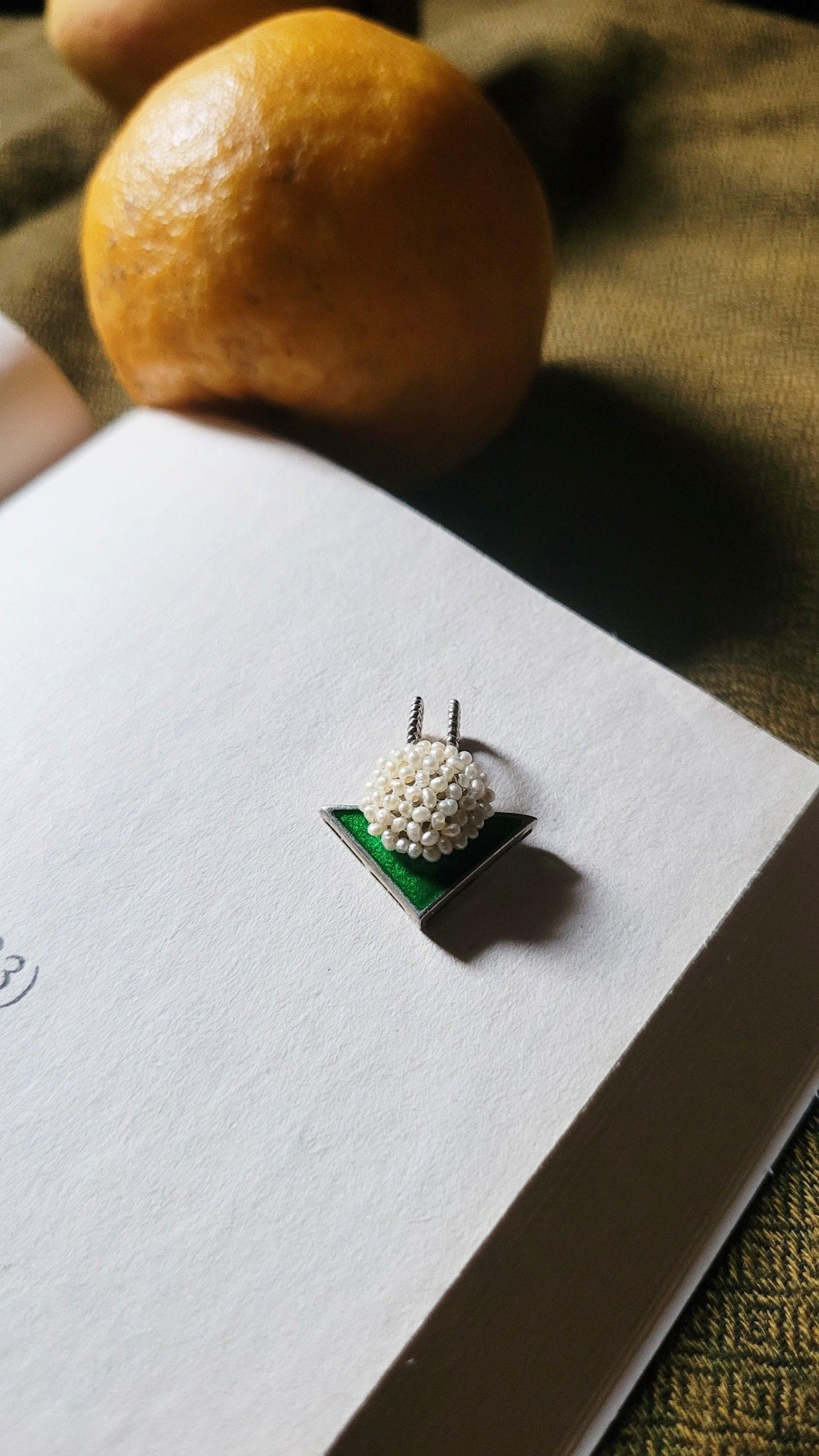 Motiya Pendant in pure silver with handcrafted detailing