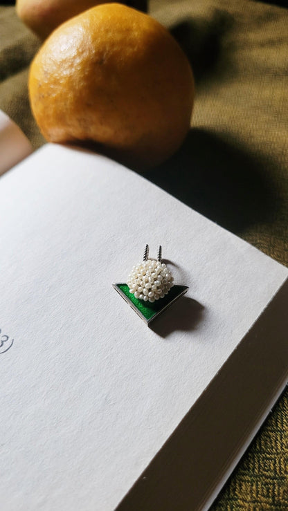 Motiya Pendant in pure silver with handcrafted detailing