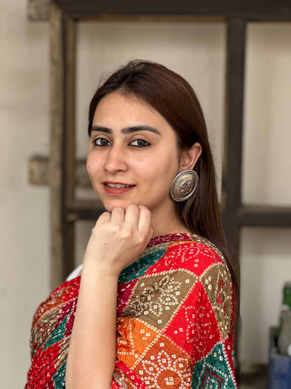 Side view of Nirjhari Earrings in pure silver with handcrafted detailing