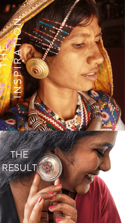 Side view of Nirjhari Earrings in pure silver with handcrafted detailing