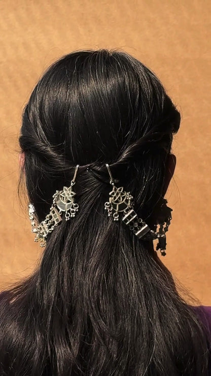 Parvaani Earrings in pure silver with handcrafted detailing