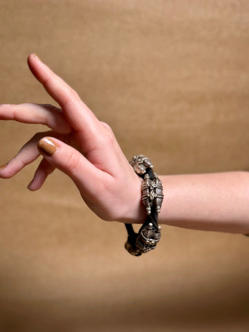 Parveen Vintage Paunchi/Bracelet in pure silver with vintage detailing