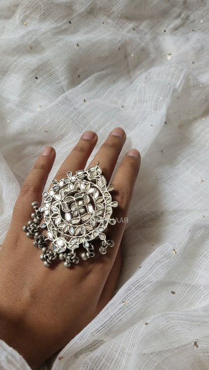 Side view of Rapti Ring | Made-to-Order in pure silver with handcrafted detailing