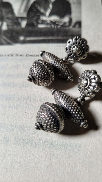 Riddhita Earrings in pure silver with handcrafted detailing