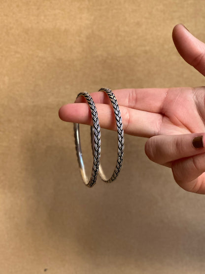 Sajni Bangles in pure silver with handcrafted detailing