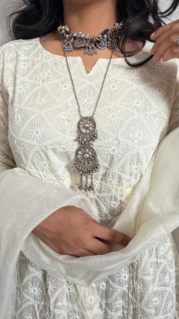 Sadabahaar Jewelry vintage silver chaabi ka challa satka reimagined pendant ornate maximalist layering heirloom jewelry