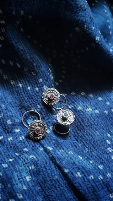 Sarisha Nose-Pin in pure silver with handcrafted detailing