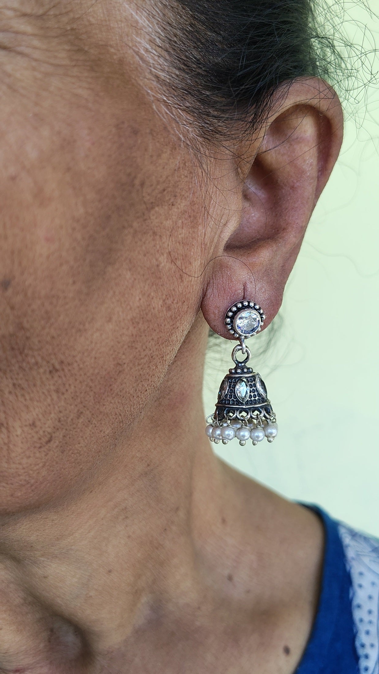 Shalimar Jhumka in pure silver with handcrafted detailing