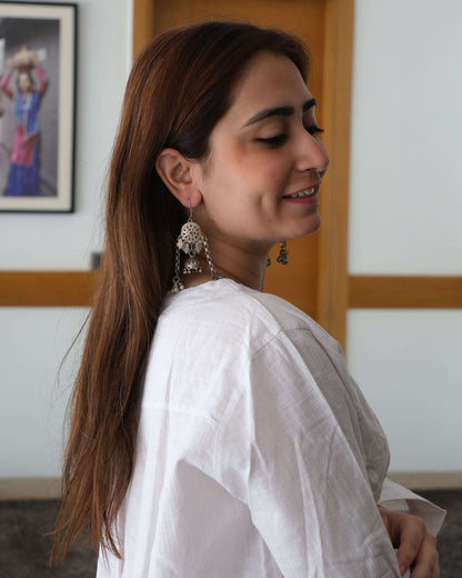 Shashi Vintage Jhumka in pure silver with vintage detailing