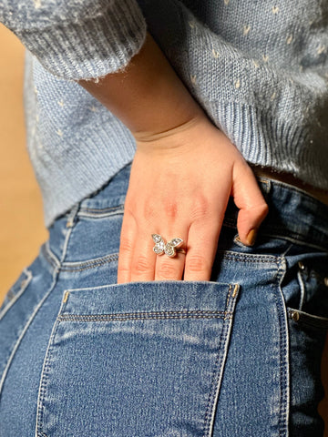 Shataakshi Ring in pure silver with handcrafted detailing