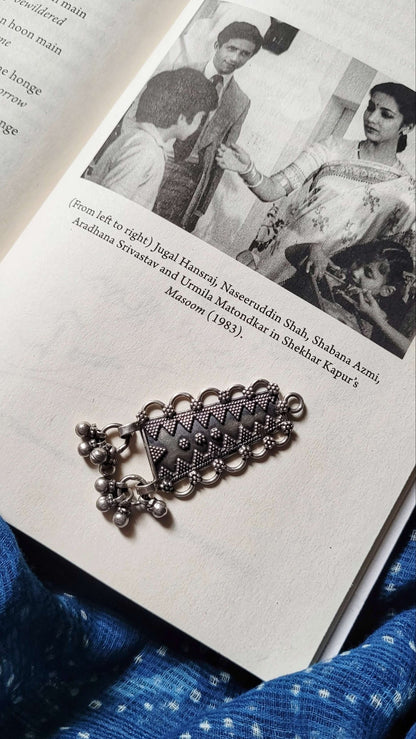 Side view of Shikhar Pendant in pure silver with handcrafted detailing