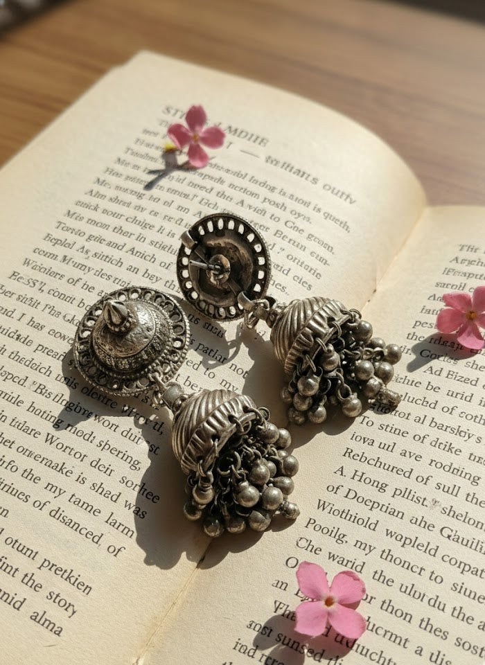Shool Vintage Jhumka in pure silver with vintage detailing