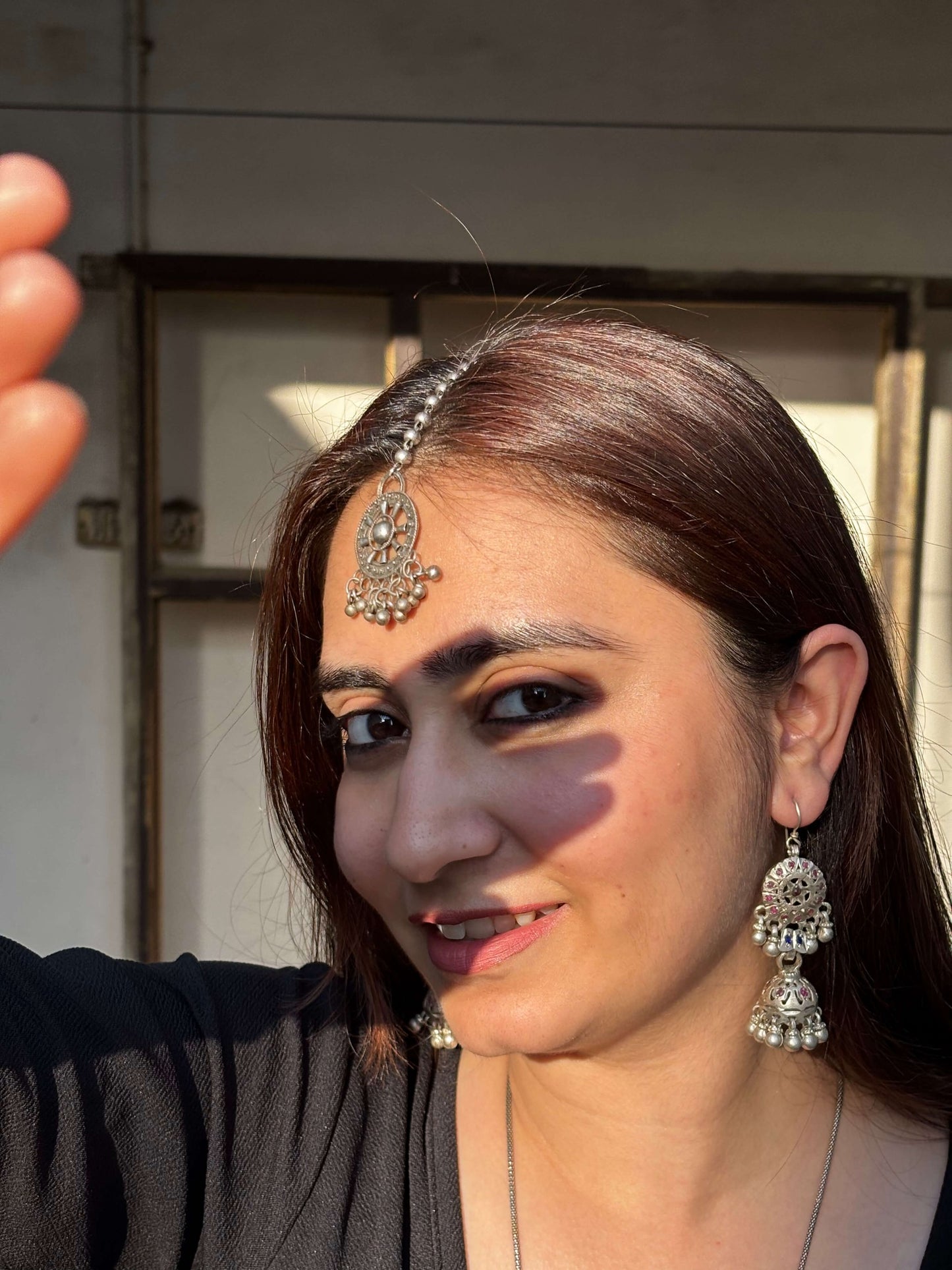 Silver chilai cutwork jhumka - Sadabahaar Jewelry