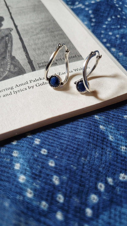Side view of Sicily Hoops in pure silver with handcrafted detailing