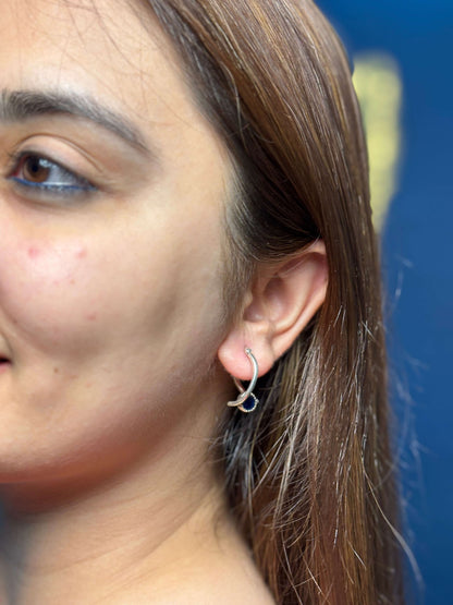 Side view of Sicily Hoops in pure silver with handcrafted detailing
