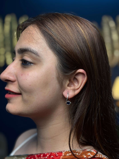 Side view of Sicily Hoops in pure silver with handcrafted detailing
