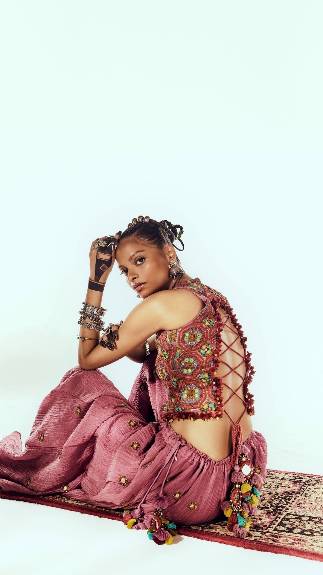 Side view of Parushni Jhumka in pure silver with handcrafted detailing