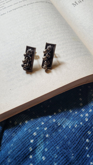 Surmai Studs in pure silver with handcrafted detailing