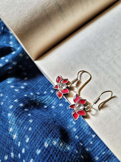 Vaidehi Earrings in pure silver with handcrafted detailing