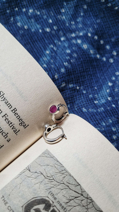 Side view of Valentina Hoops in pure silver with handcrafted detailing
