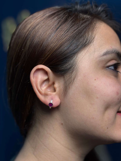 Side view of Valentina Hoops in pure silver with handcrafted detailing