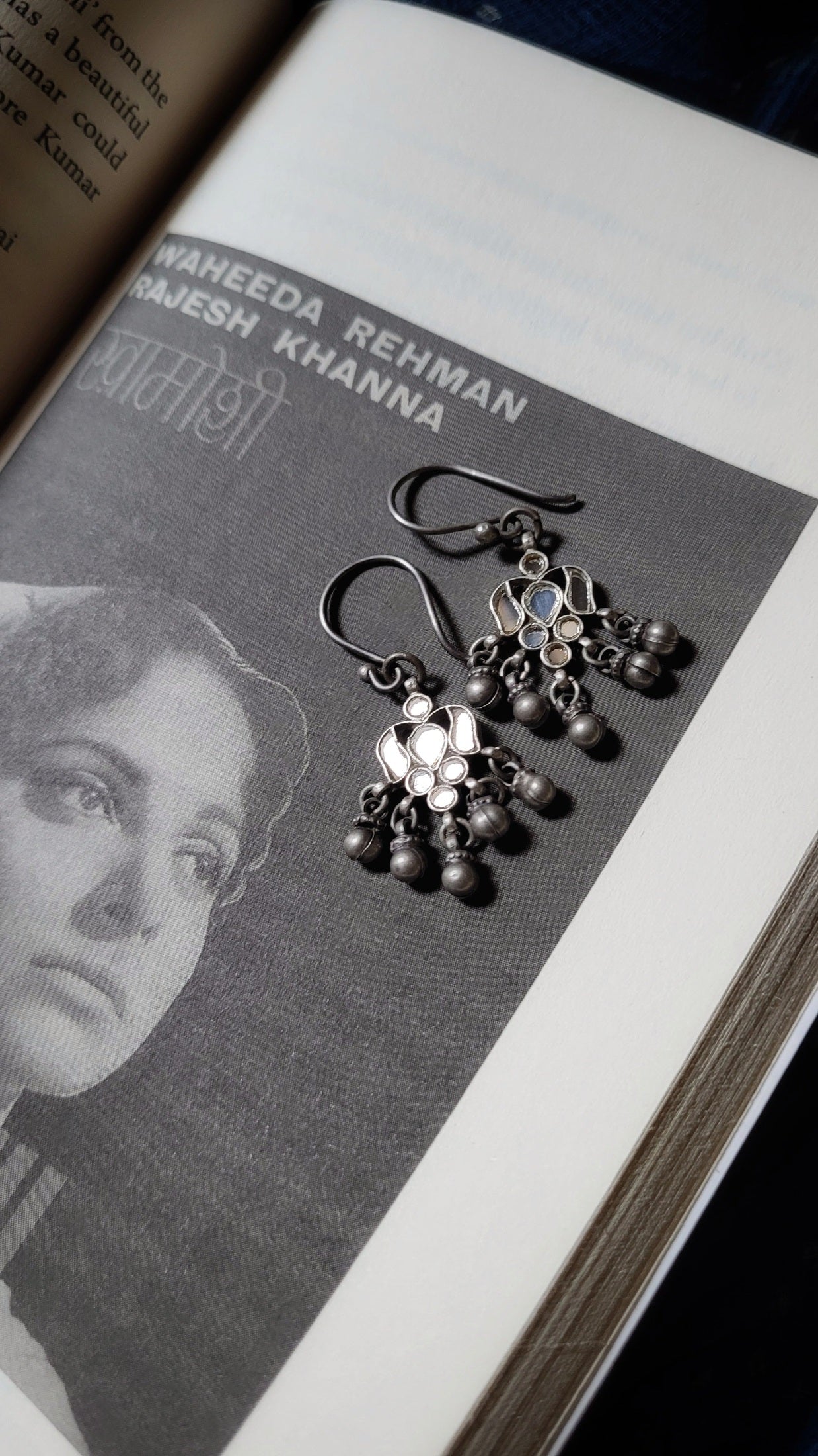 Waheeda Earrings in pure silver with handcrafted detailing