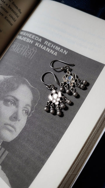 Waheeda Earrings in pure silver with handcrafted detailing