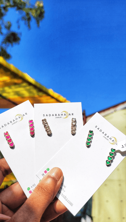 Side view of Yaarana Studs in pure silver with handcrafted detailing