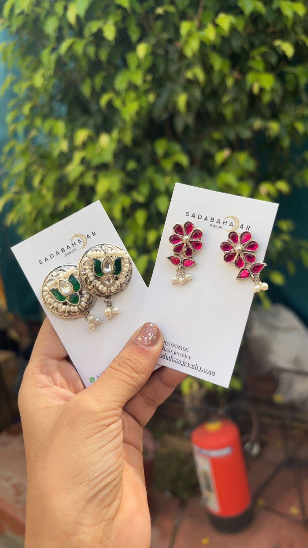 Side view of Yukti Studs in pure silver with handcrafted detailing