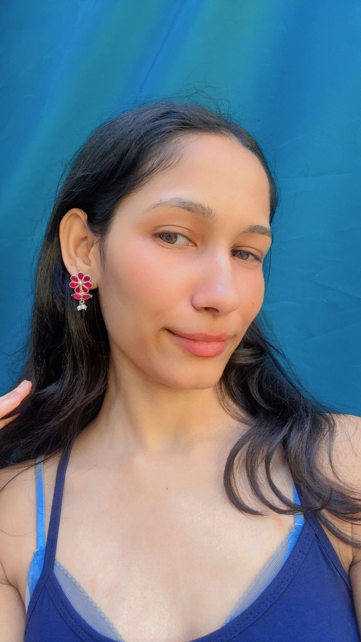 Side view of Yukti Studs in pure silver with handcrafted detailing