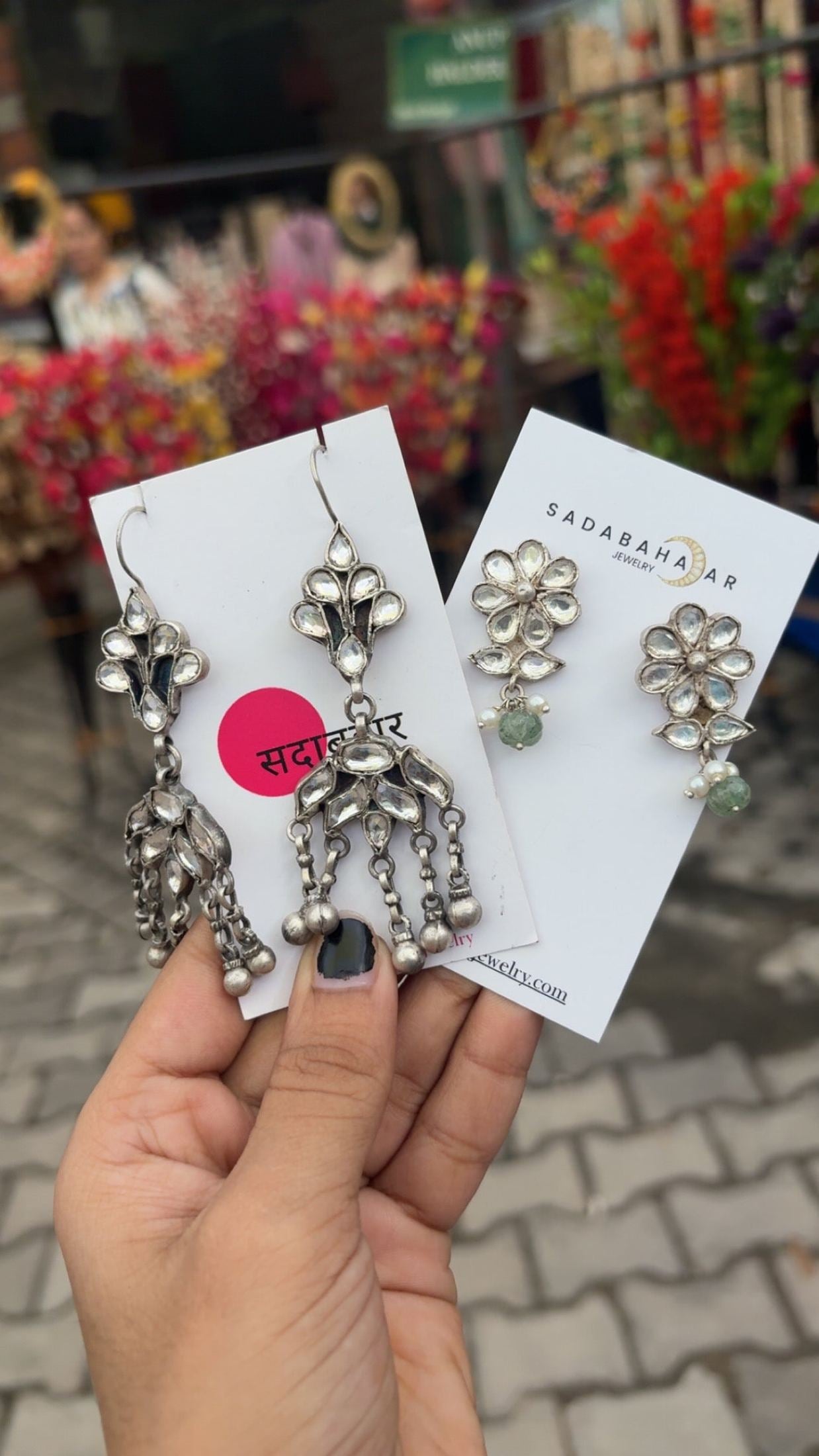 Side view of Yukti Studs in pure silver with handcrafted detailing