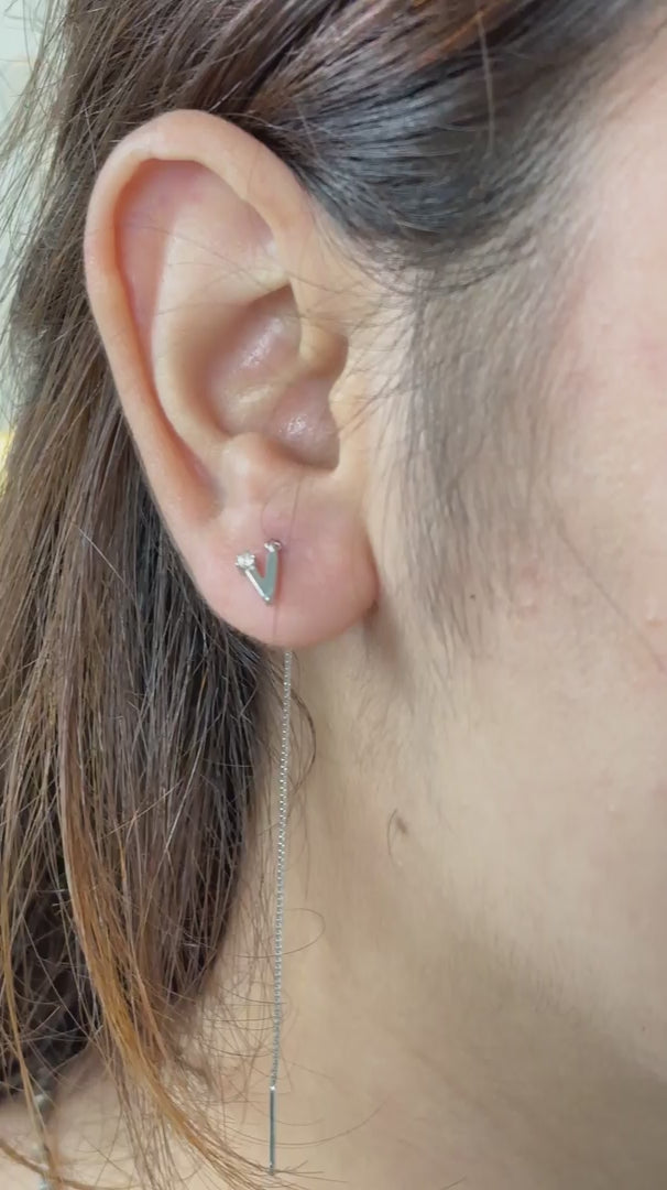 Sadabahaar Jewelry 92.5 hallmark silver sui dhaaga V dangler white rhinestone mini flower minimalist daily wear office earrings