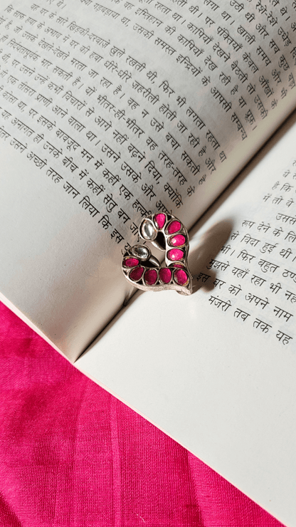 Side view of Maya Studs in pure silver with handcrafted detailing
